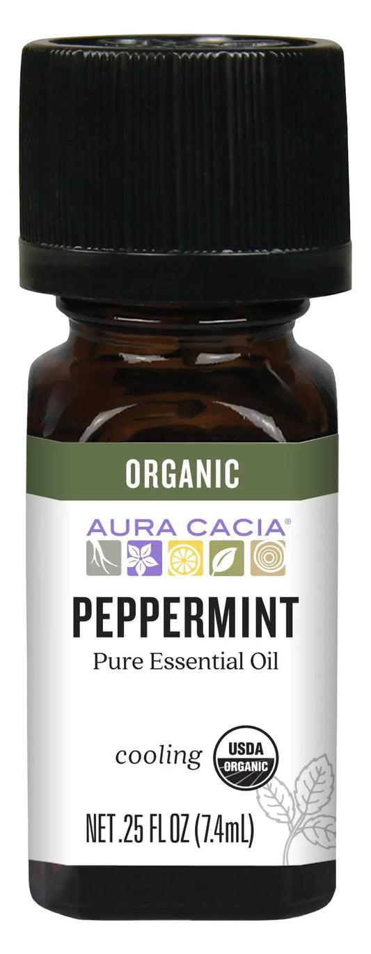 Aura Cacia Organic Peppermint Essential Oil – 0.25 oz - Cooling & Multi-Purpose