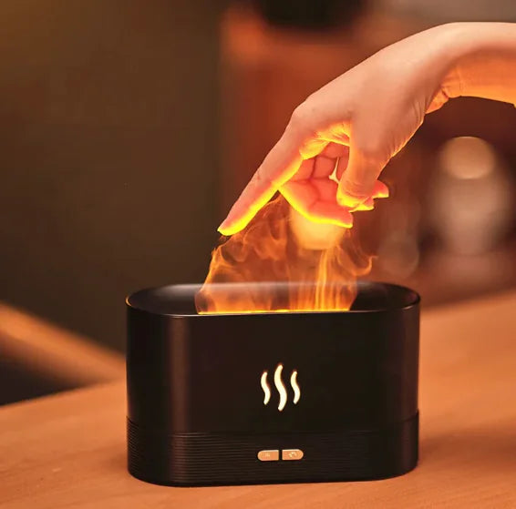 USB Flame Aroma Diffuser – Essential Oil Mist & Mood Light