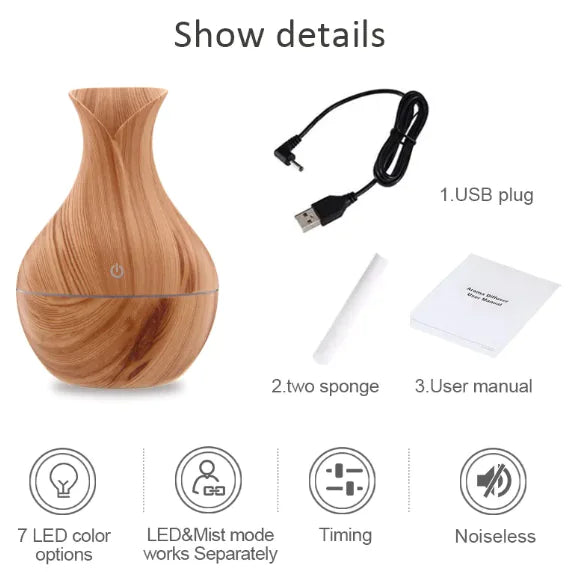 Vase-Style Aroma Humidifier – Ultrasonic Mist & Touch Control