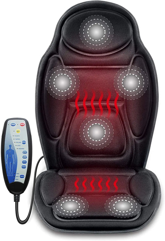 Snailax Massage Seat Cushion – Heated Back Massager with 6 Vibration Zones & Remote Control