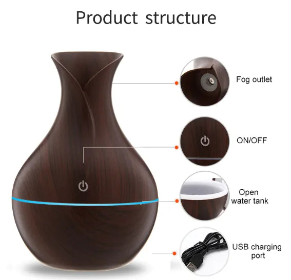 Vase-Style Aroma Humidifier – Ultrasonic Mist & Touch Control
