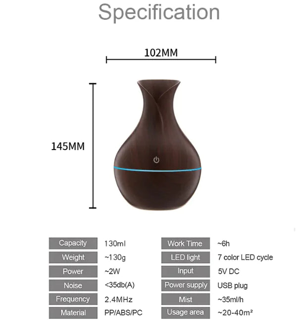 Vase-Style Aroma Humidifier – Ultrasonic Mist & Touch Control