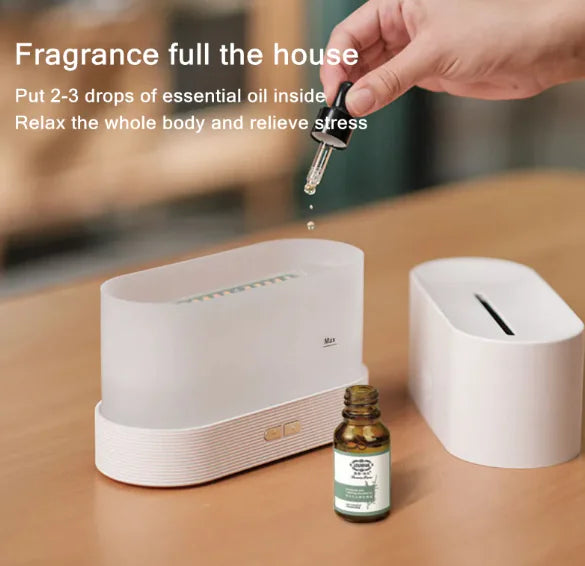 USB Flame Aroma Diffuser – Essential Oil Mist & Mood Light