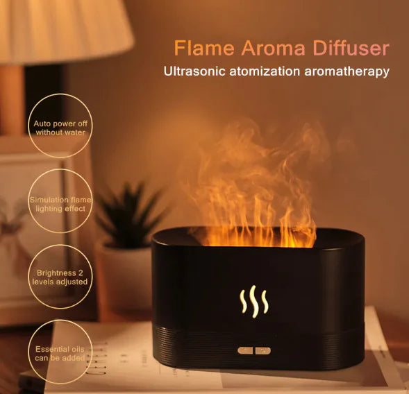 USB Flame Aroma Diffuser – Essential Oil Mist & Mood Light